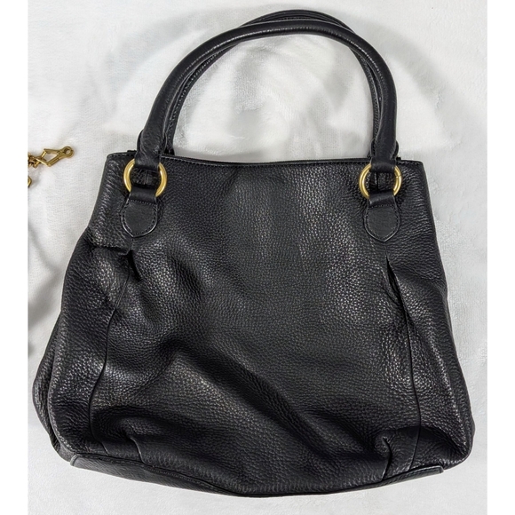 J Crew 100% Leather Black Brompton Convertible Crossbody Shoulder Tote Bag - Picture 2 of 16